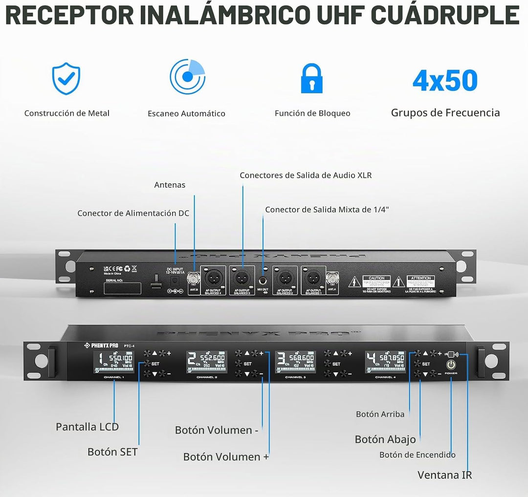 Phenyx Pro Sistema de Micrófono Inalámbrico para Conferencia, Micró...