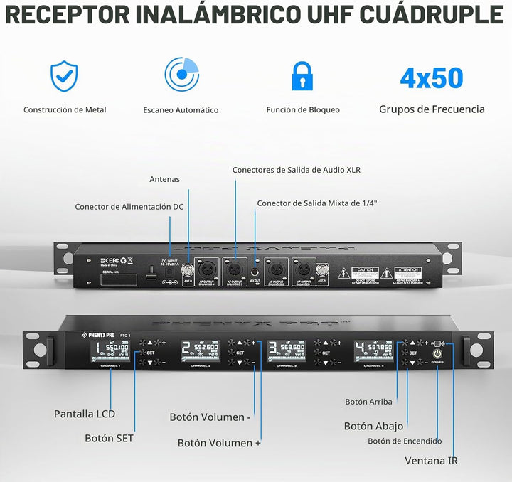 Phenyx Pro Sistema de Micrófono Inalámbrico para Conferencia, Micró...