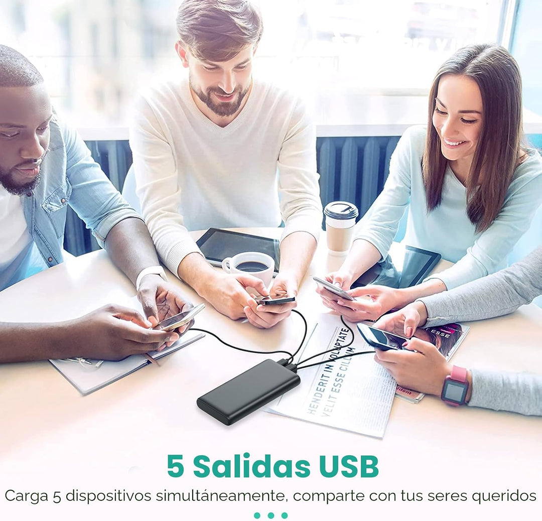 Cargador portátil de 38800 mAh con 5 salidas y 2 entradas, PD USB C...