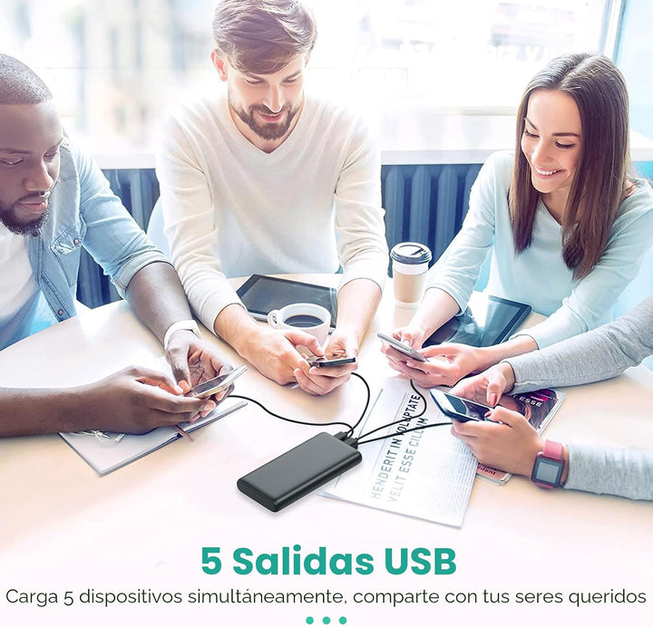 Cargador portátil de 38800 mAh con 5 salidas y 2 entradas, PD USB C...