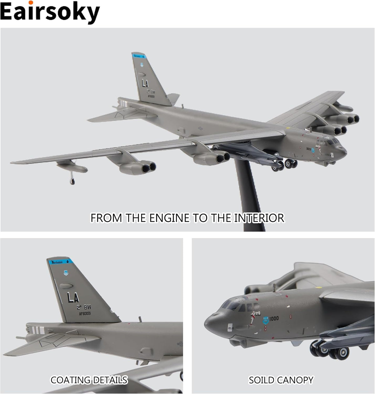 1:200 Escala B-52H Stratofortress Stratofortress Strategic Bomber Modelo de aviones militares Modelos de aleación para colección o regalo