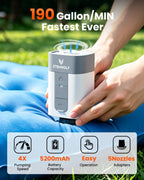 ETENWOLF AIR 5 - Bomba de aire para inflables, bomba de aire eléctrica portátil con batería de 5200 mAh, inflador rápido y desinflador 4X, bomba de 4.5 kPa y 720 L/min para flotadores de piscina