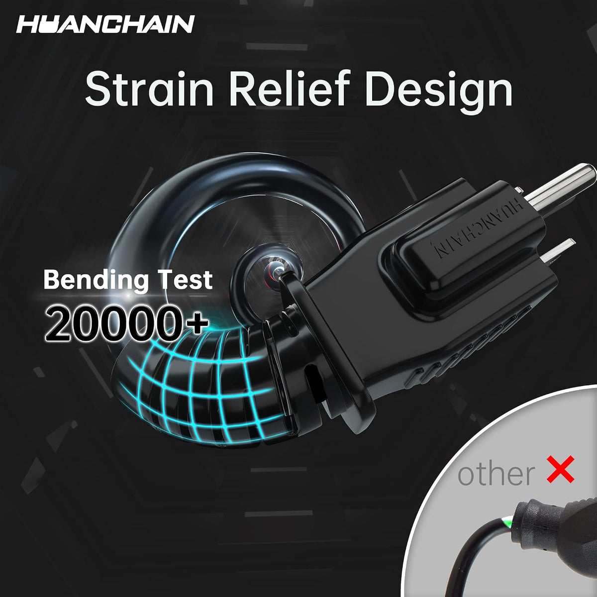 HUANCHAIN Cable de extensión negro para interiores y exteriores, 50 pies