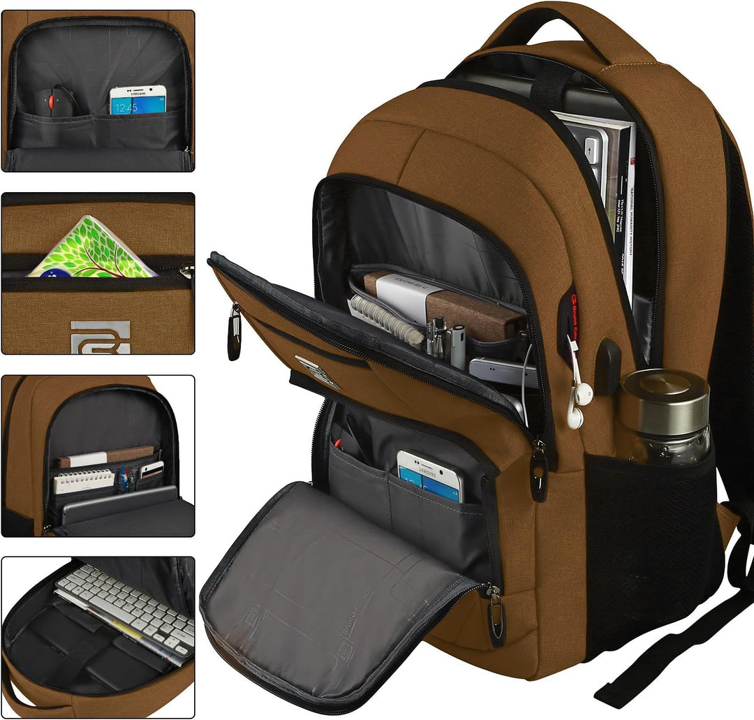 Mochila para Laptop Volher, Marrón, 15,6 pulg., Computadora portátil