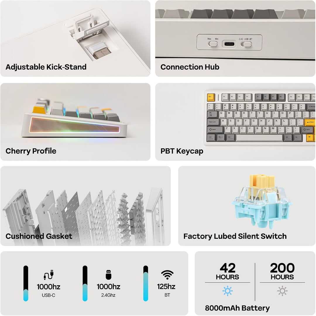 EPOMAKER TH80 V2 Teclado mecánico inalámbrico 75% con perilla de me...