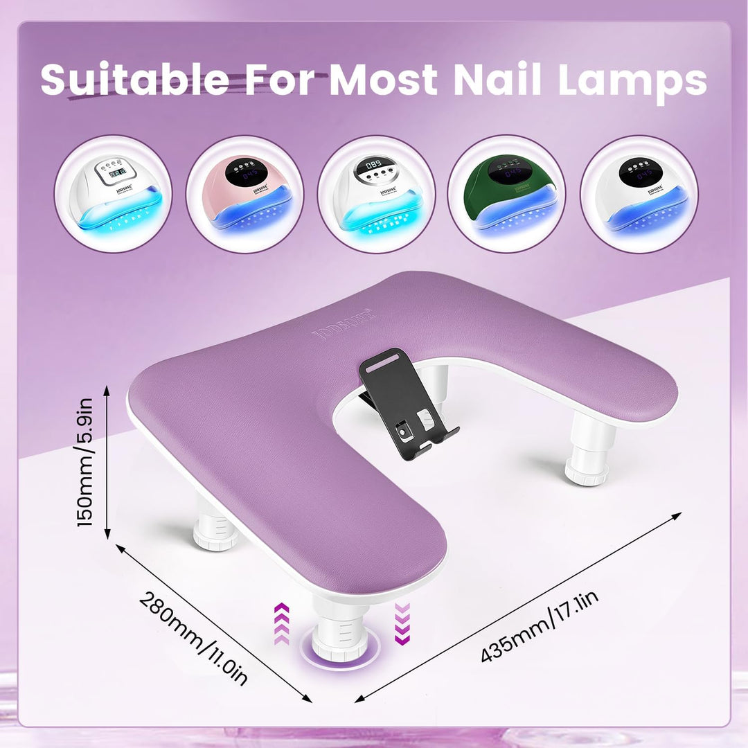 JODSONE Reposabrazos en forma de U púrpura para manicuristas con so...
