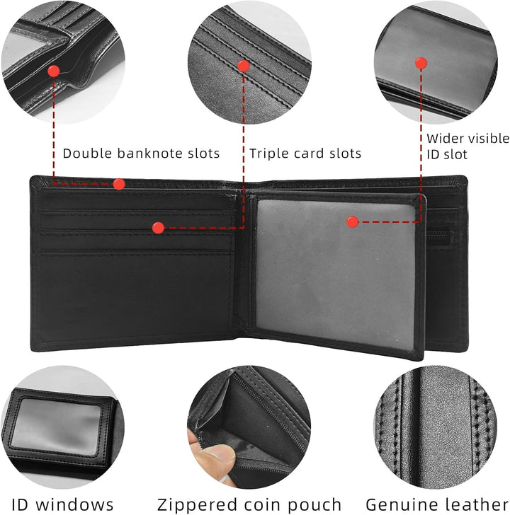 TOPFORGES Cartera de piel auténtica RFID para hombre, delgada, pleg...