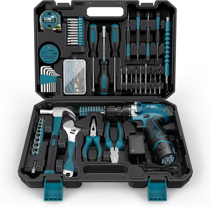 Kit de herramientas Sundpey 206 piezas con taladro - Juego de talad...