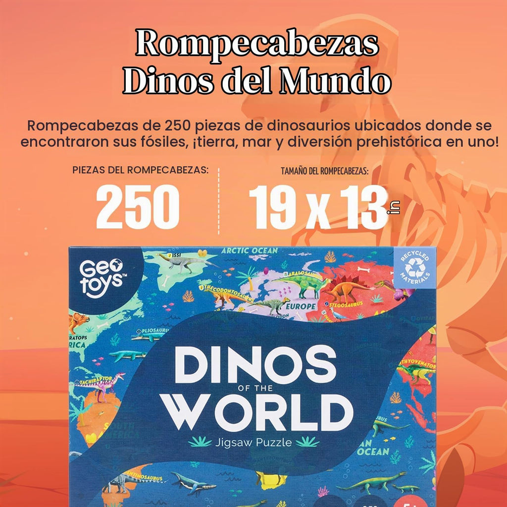 Rompecabezas de Dinos del Mundo de 19 x 13 pulgadas para niños