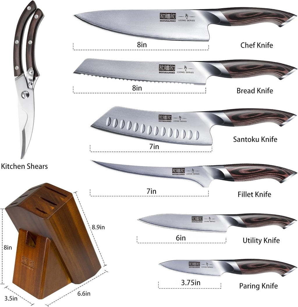 HOSHANHO Juego de cuchillos de cocina de 8 piezas, juegos de cuchillos
