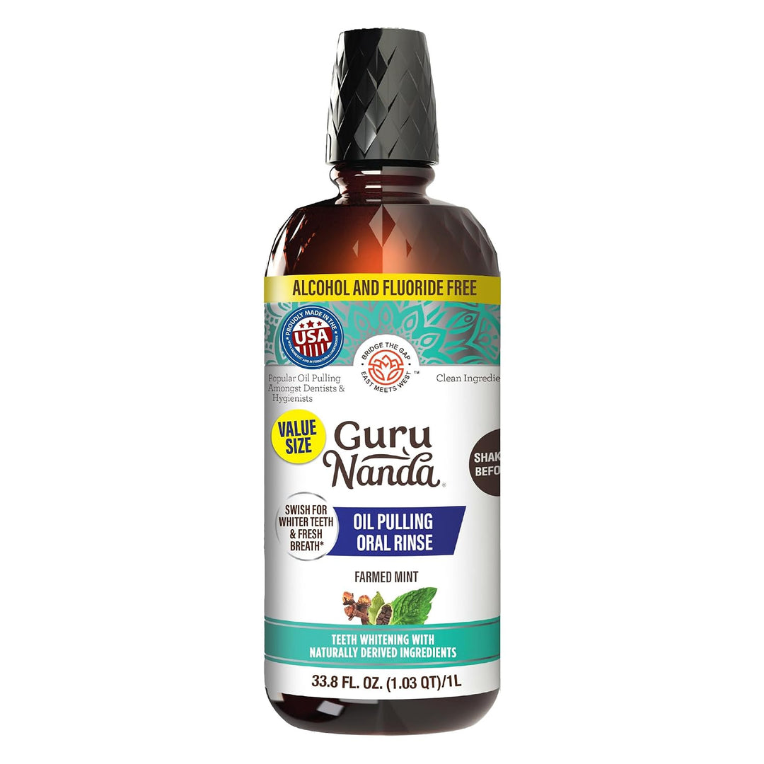 GuruNanda Enjuague Bucal de Aceite de Coco y Menta para Higiene Ora...