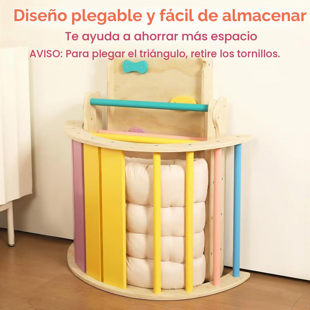 Pikler - Juego de triángulos con cojín, 7 en 1, juguetes de escalada para interiores