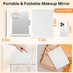 FUNTOUCH 2500mAh Espejo de maquillaje de viaje recargable grande con luz