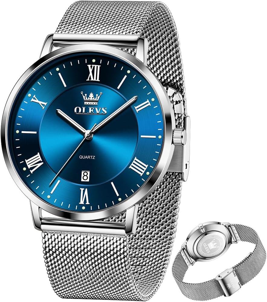 OLEVS Relojes de oro para hombre, analógico, de cuarzo, para negocios, de vestir, día fecha, acero inoxidable, clásico, de lujo, luminoso, impermeable, casual, relojes de pulsera masculinos
