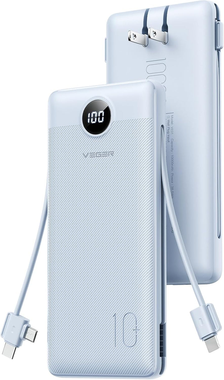 VEGER Cargador portátil, banco de energía de 10000 mAh, enchufe de...