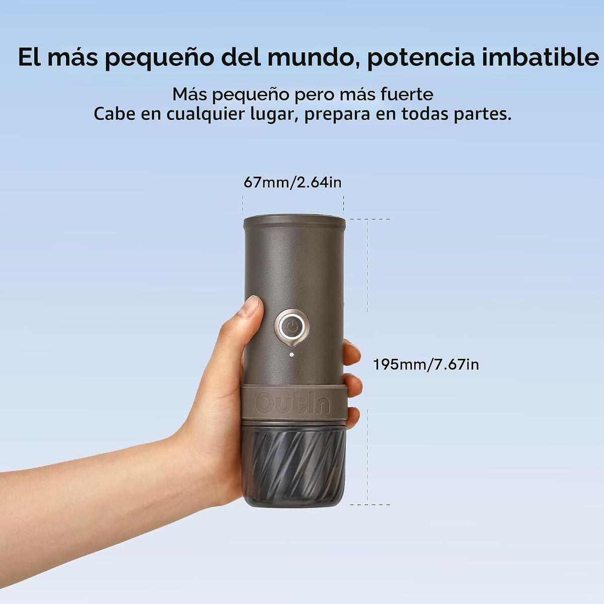 OutIn Mino - Máquina eléctrica portátil de café expreso con funda protectora de EVA, verde musgo y marrón arce