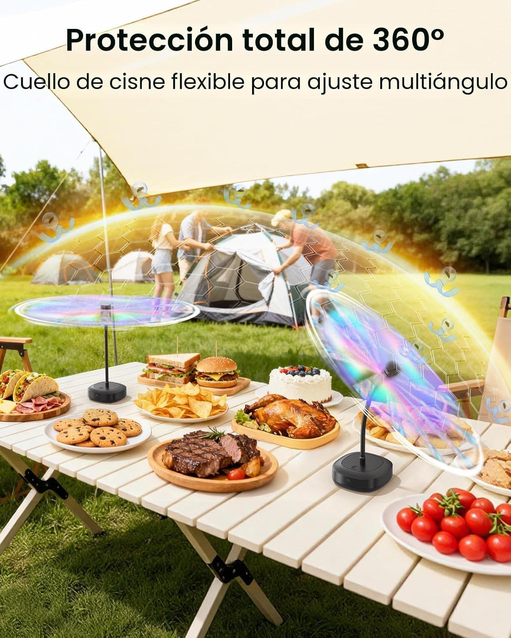 Edvision Fly Fans para mesas, ventilador de alimentos recargable de...