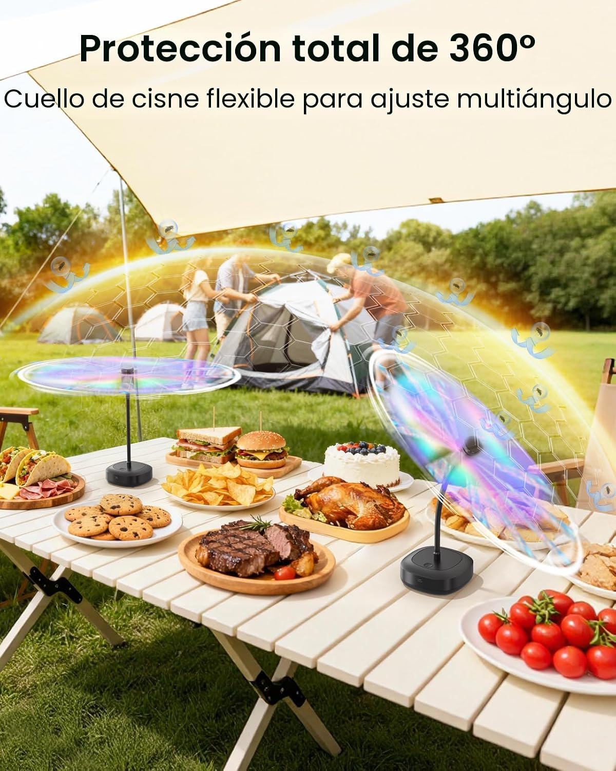 Edvision Fly Fans para mesas, ventilador de alimentos recargable de...