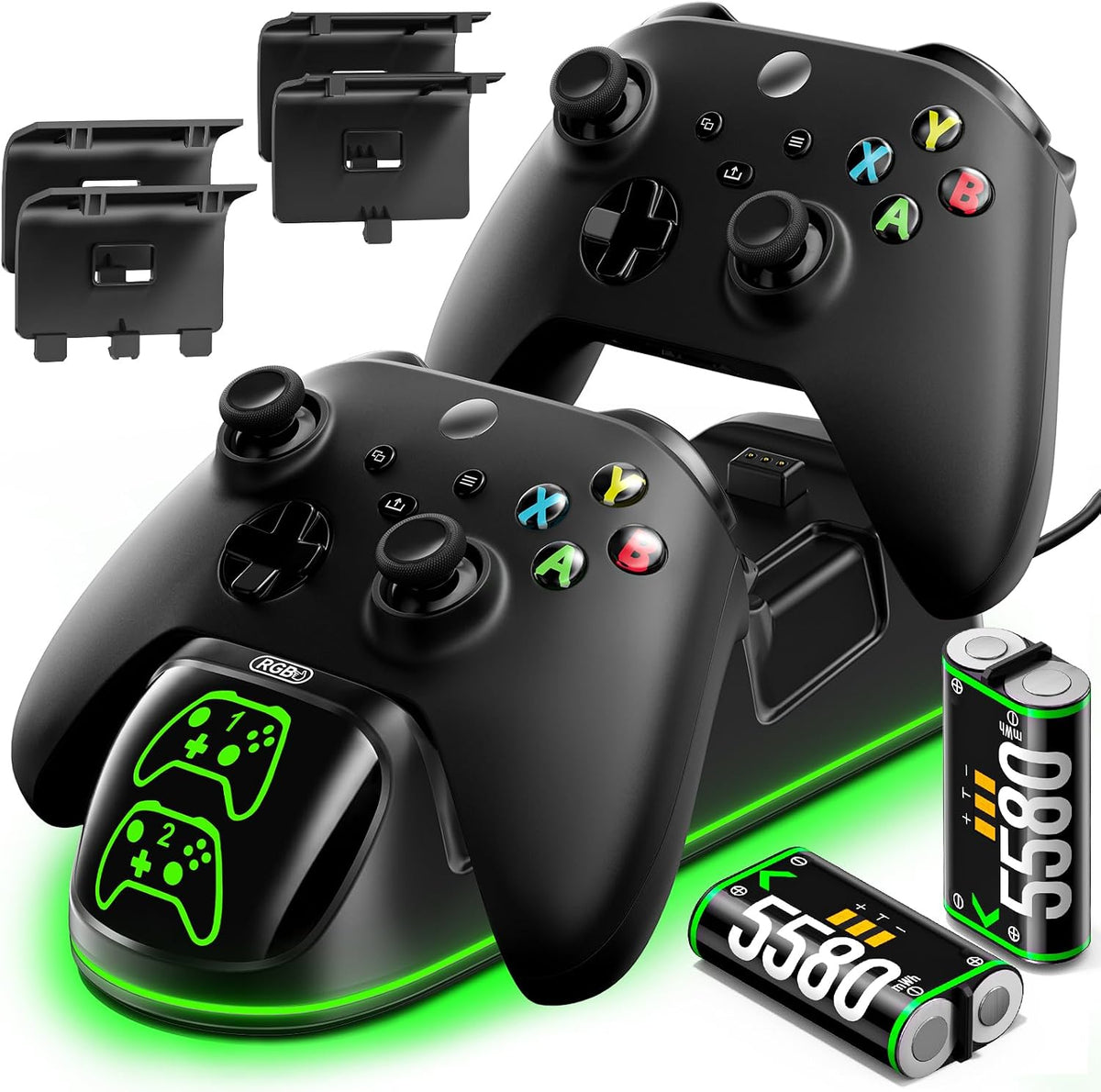 OIVO XSX Controller Charger para X/S/One/Elite, con 2x5580mWh Xbx Battery