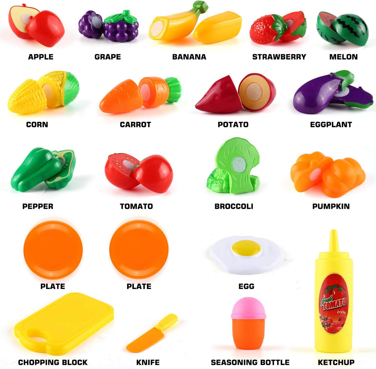 35 piezas de accesorios de juego de simulación de cocina, herramientas