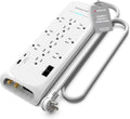 Monster Power Surge Protector w/ 4050 Joule Rating — Heavy Duty 6 FT Surge Protector Power Strip w/ 12 Outlets, 2 USB, 2 Coax, 2 Ethernet puertos — Fireproof MOV, Dual Mode, Clean Tech (blanco)