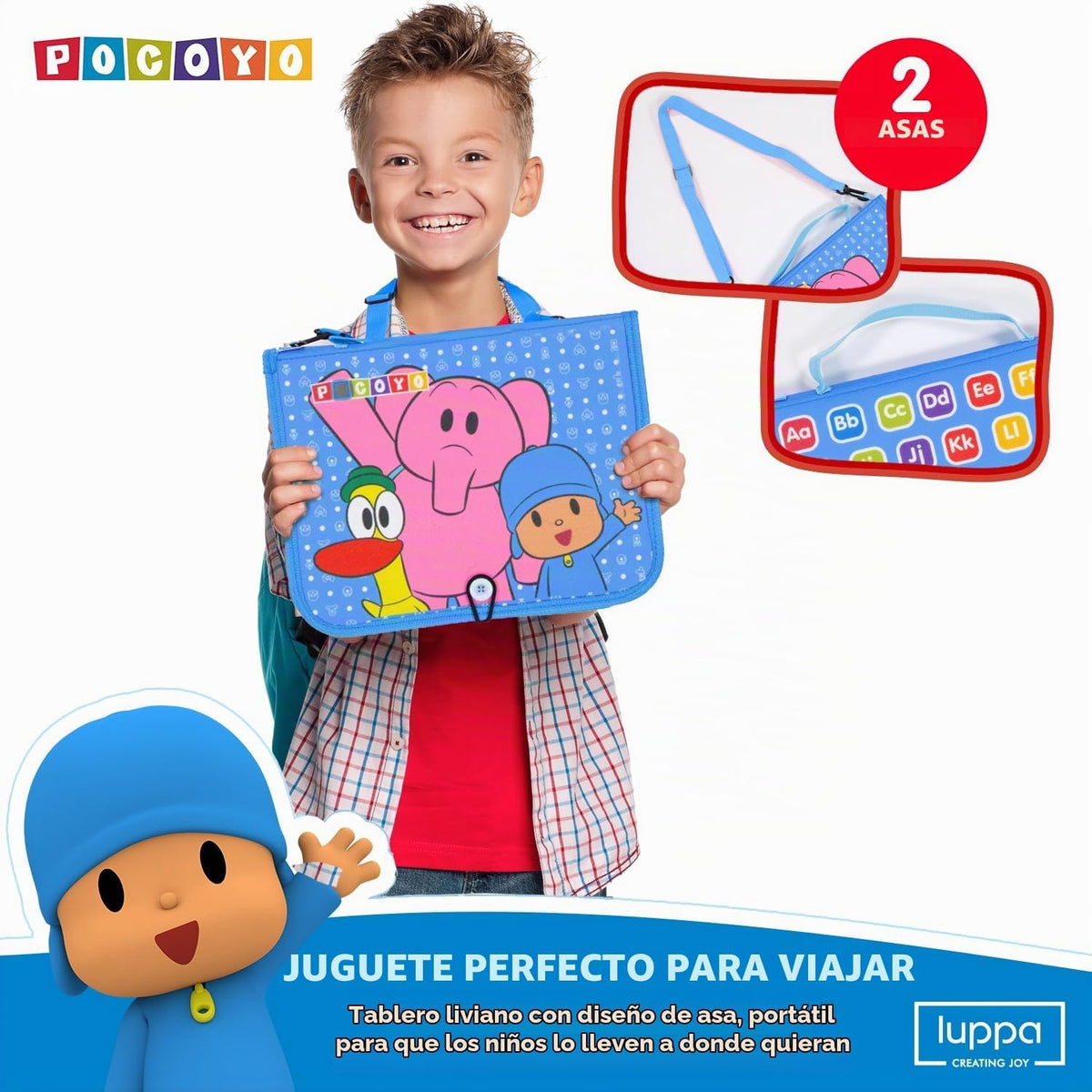 Pocoyo Montessori Busy Board - Diversión de aprendizaje preescolar con alfabeto y números, juguete educativo ideal de viaje para niños de 3 a 4 años (tablero de negocios)