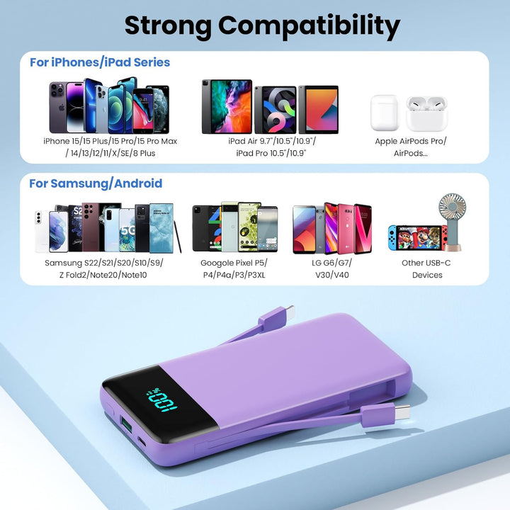 Cargador portátil para iPhone, 13800 mAh, banco de energía delgado...