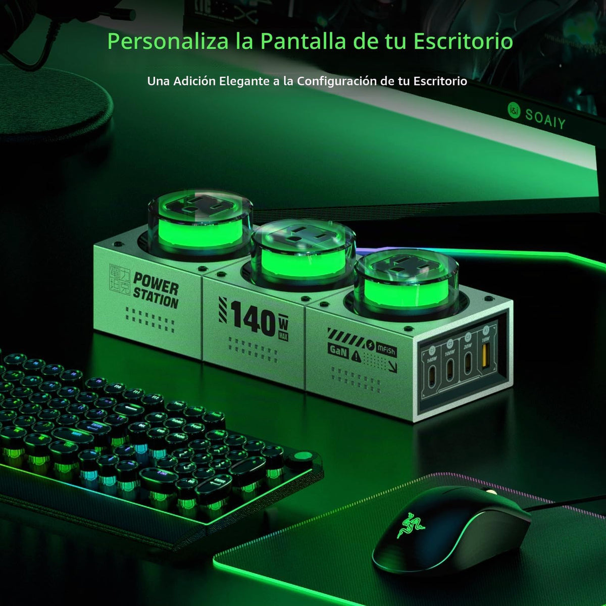 Estación de carga de escritorio E-Tank 7 en 1, cargador USB-C de 140
