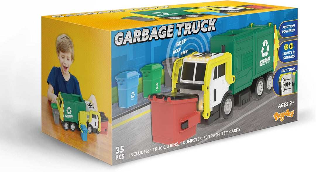 JOYIN Juego de juguetes de camión de basura de fricción grande, inc...