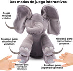 Dimple Emery Peek A Boo Elefante de juguete, elefante interactivo, Elefante gris