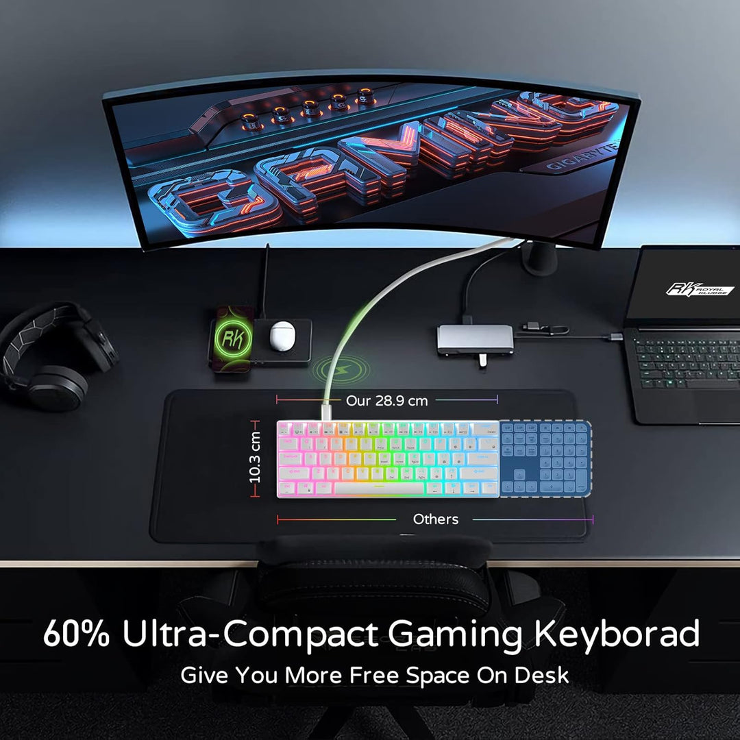 RK ROYAL KLUDGE RK61 - Teclado para juegos al 60%, teclado mecánico...
