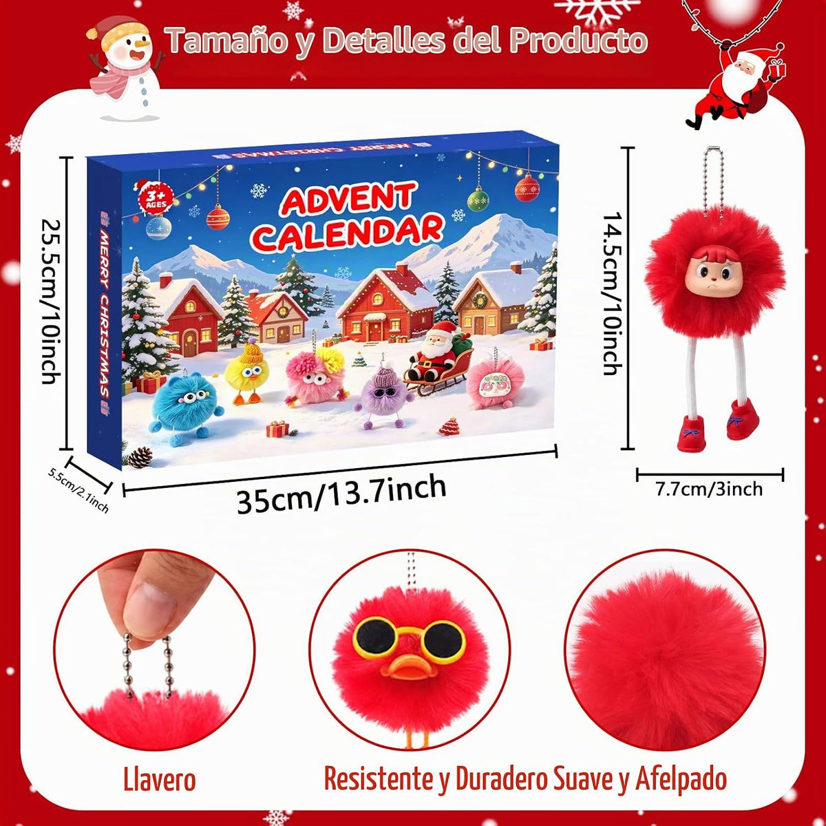 Llavero de peluche Calendario de Adviento 2026 - Cuenta regresiva de