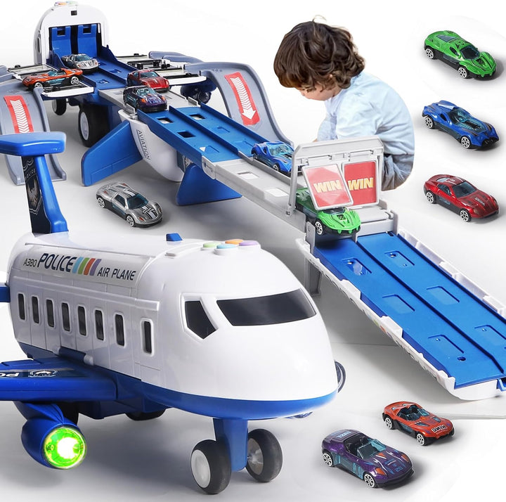 Juguete de Avión Pista de Carreras para Niños, Plegable de 4 Capas...
