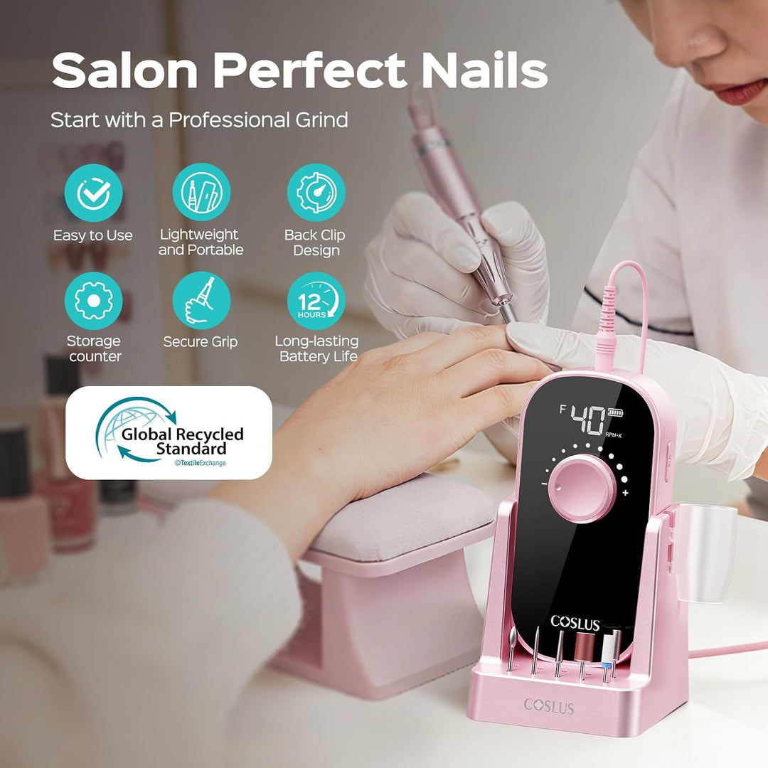 COSLUS Taladro de uñas eléctrico profesional: lima de uñas recargab...