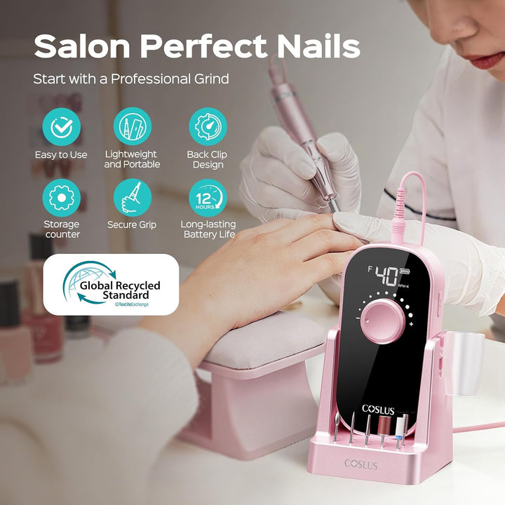COSLUS Taladro de uñas eléctrico profesional: lima de uñas recargab...