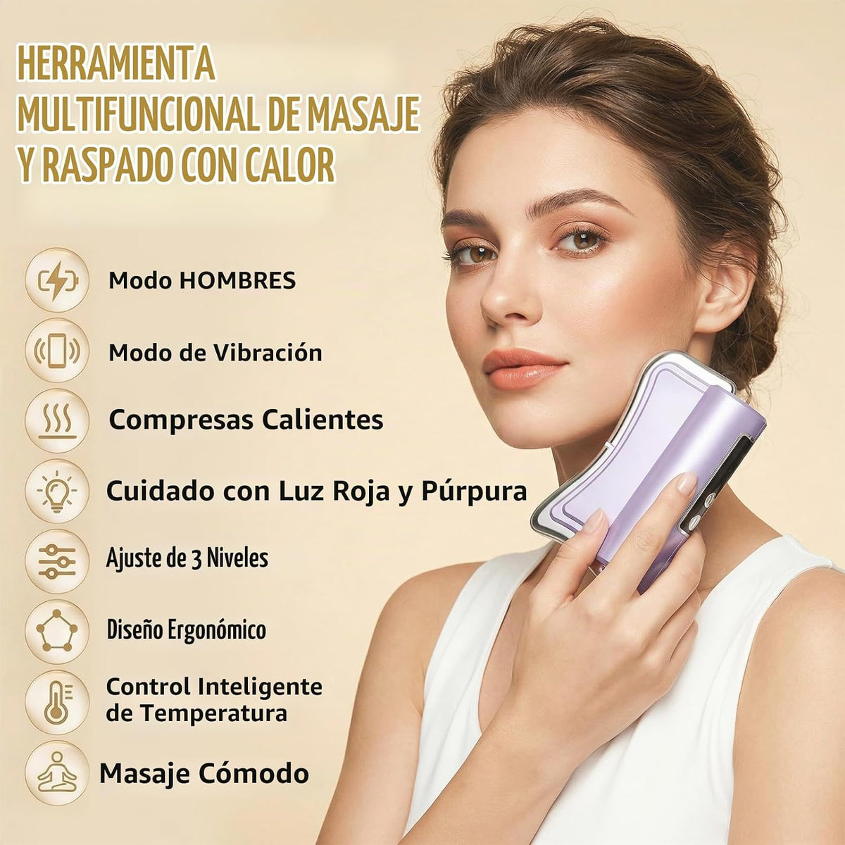 Herramienta raspadora muscular eléctrica Upgrad 2026 para cuerpo completo, masaje, calefacción, relajación y cuidado de la piel, 4 modos, 3 niveles, multifuncional, herramienta Gua Sha