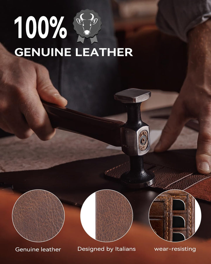 Cartera para hombre con RFID, de piel auténtica, delgada y plegable...