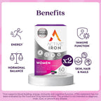 Suplemento de hierro activo de 25 mg + multivitamínico para mujeres...