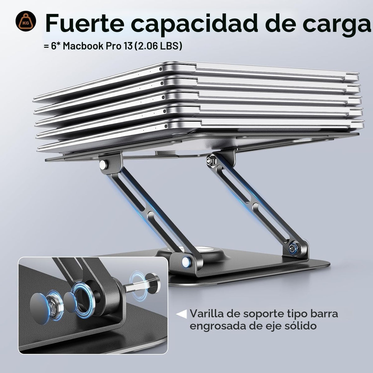 Soporte para computadora portátil para escritorio (rotación de 360°