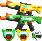 Juego de pistolas láser de juguetes de 2 con chalecos recargables mejorados LED multifuncionales digitales, regalos de cumpleaños para niños, niños y niñas de 8, 9, 10, 11, 12+ años, adolescentes