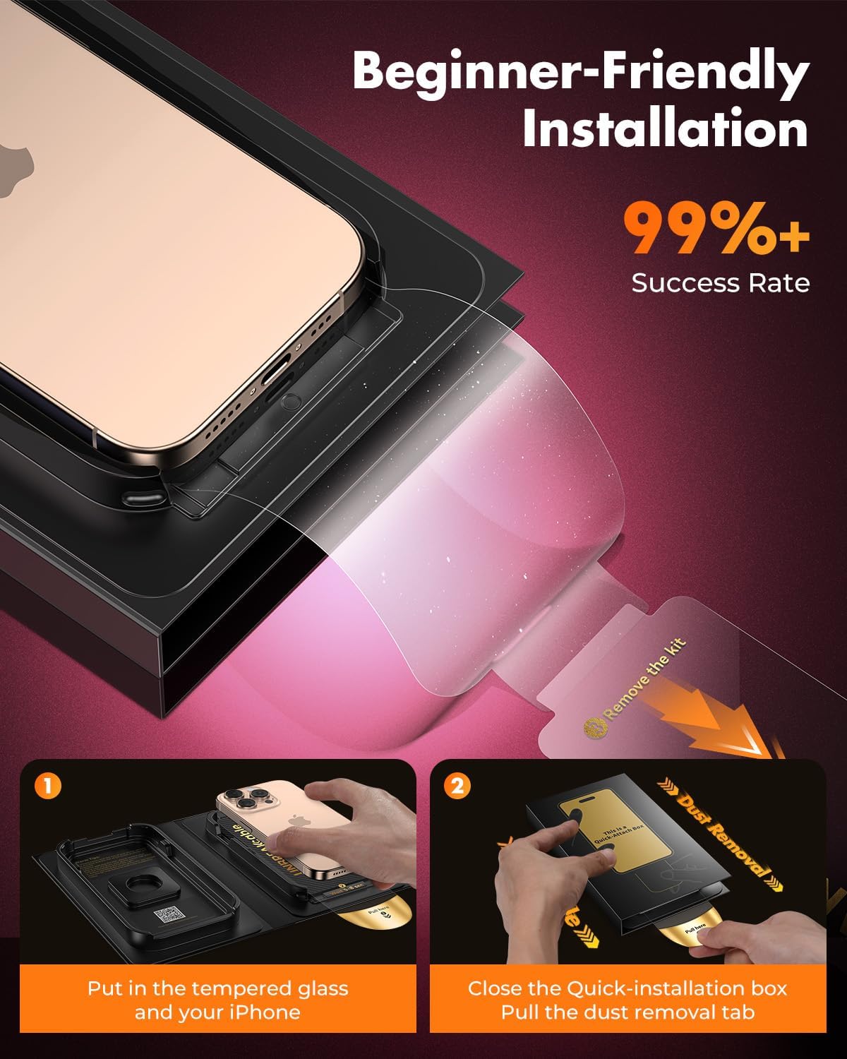 UNBREAKcable Protector de Pantalla para iPhone 16 [Caja de Instalación Rápida] Paquete de 3 unidades de vidrio templado inastillable de dureza 9H+ [99.99% transparente HD] [compatible con fundas] [sin