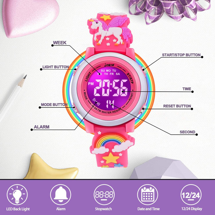 VAPCUFF Relojes impermeables 3D de dibujos animados para niñas con...