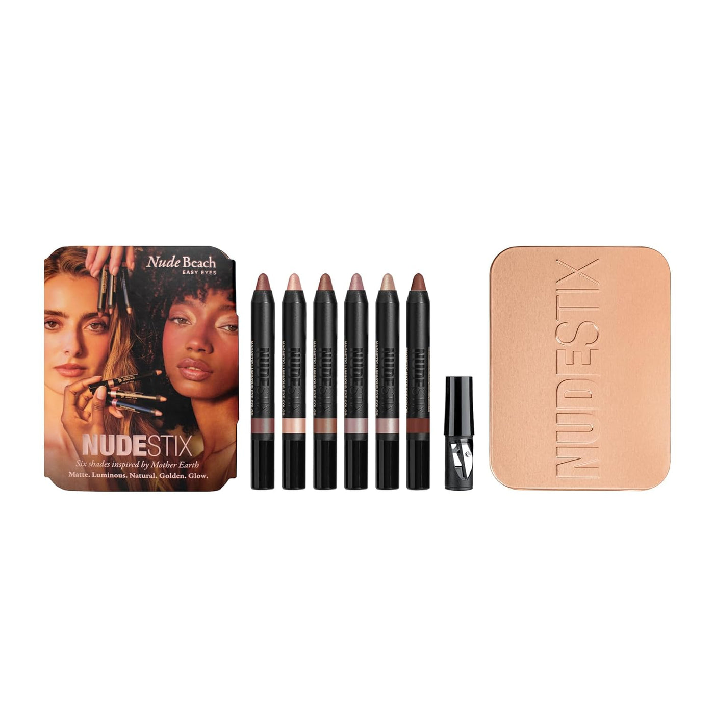 Nudestix Nude Beach - Paleta de ojos de 6 piezas, juego de lápices...
