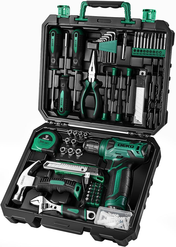 Kit de herramientas: Taladro inalámbrico de 8V, caja de herramienta...
