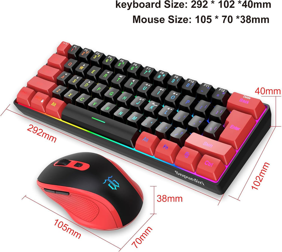 Snpurdiri Combo de teclado y ratón inalámbricos para juegos de 2.4G...
