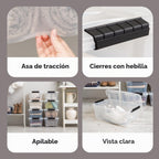 IRIS USA Paquete de 4 contenedores de almacenamiento de 13 cuartos con tapas, transparentes