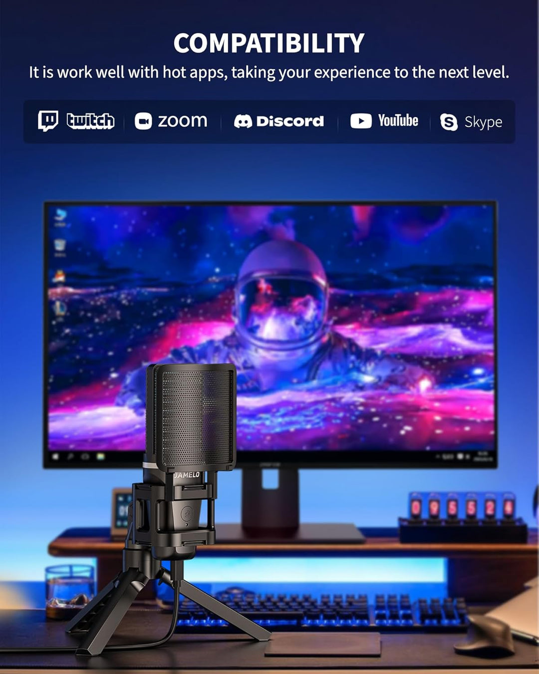 Camola Micrófono USB para juegos, micrófono condensador de grabació...