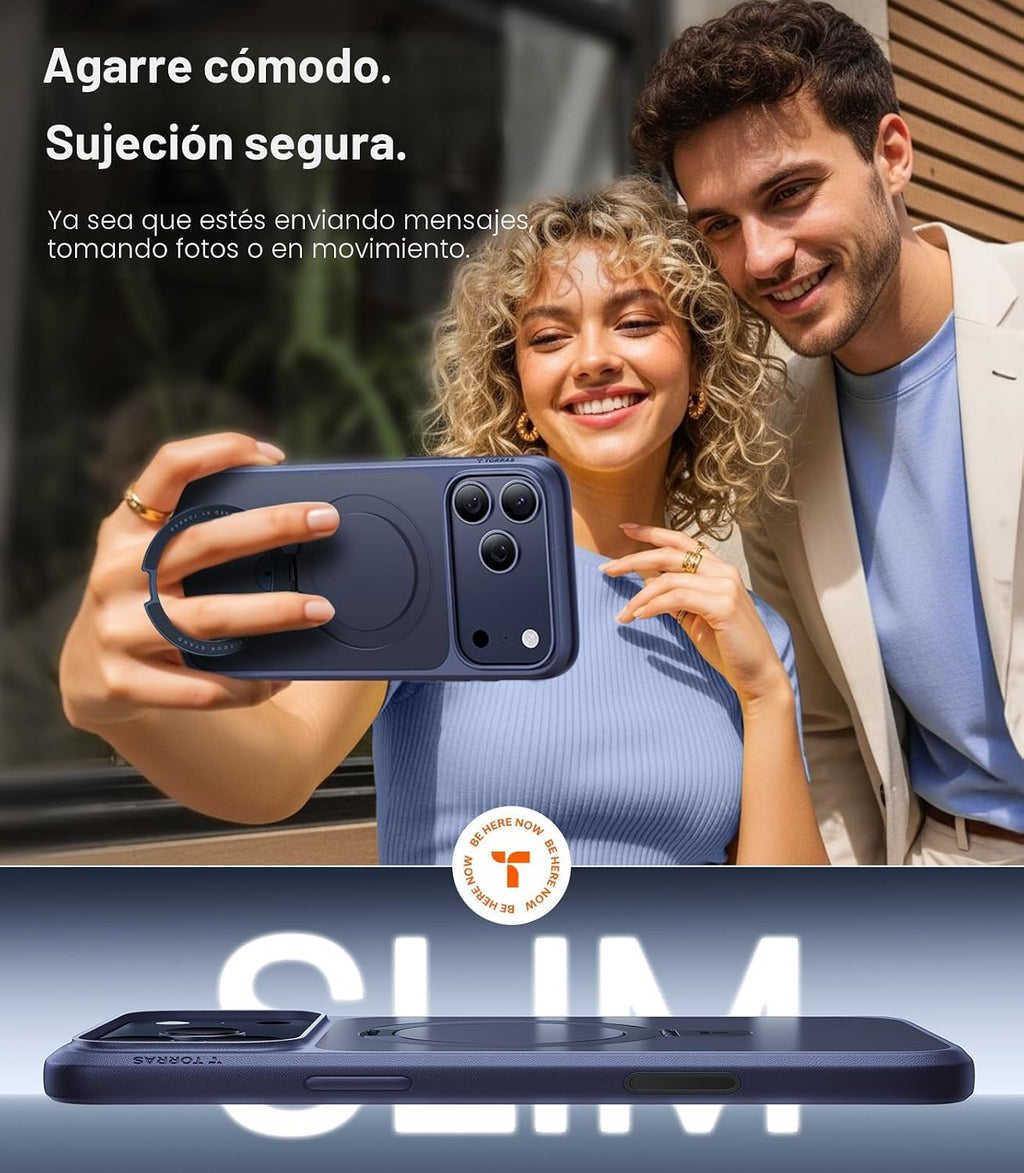 TORRAS - Funda para iPhone 17 Pro, soporte magnético, protección militar contra caídas 4X