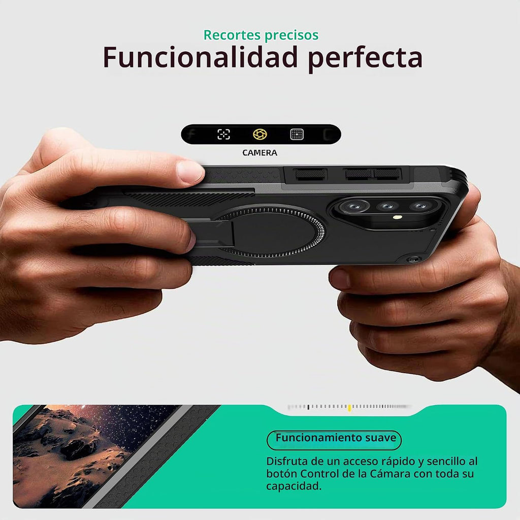 ONES Funda para Samsung Galaxy A56 5G / A36 5G, grado MIL, a prueba de caídas, doble capa a prueba de golpes, bolsa de aire de esquina, soporte de anillo integrado, compatible con carcasa