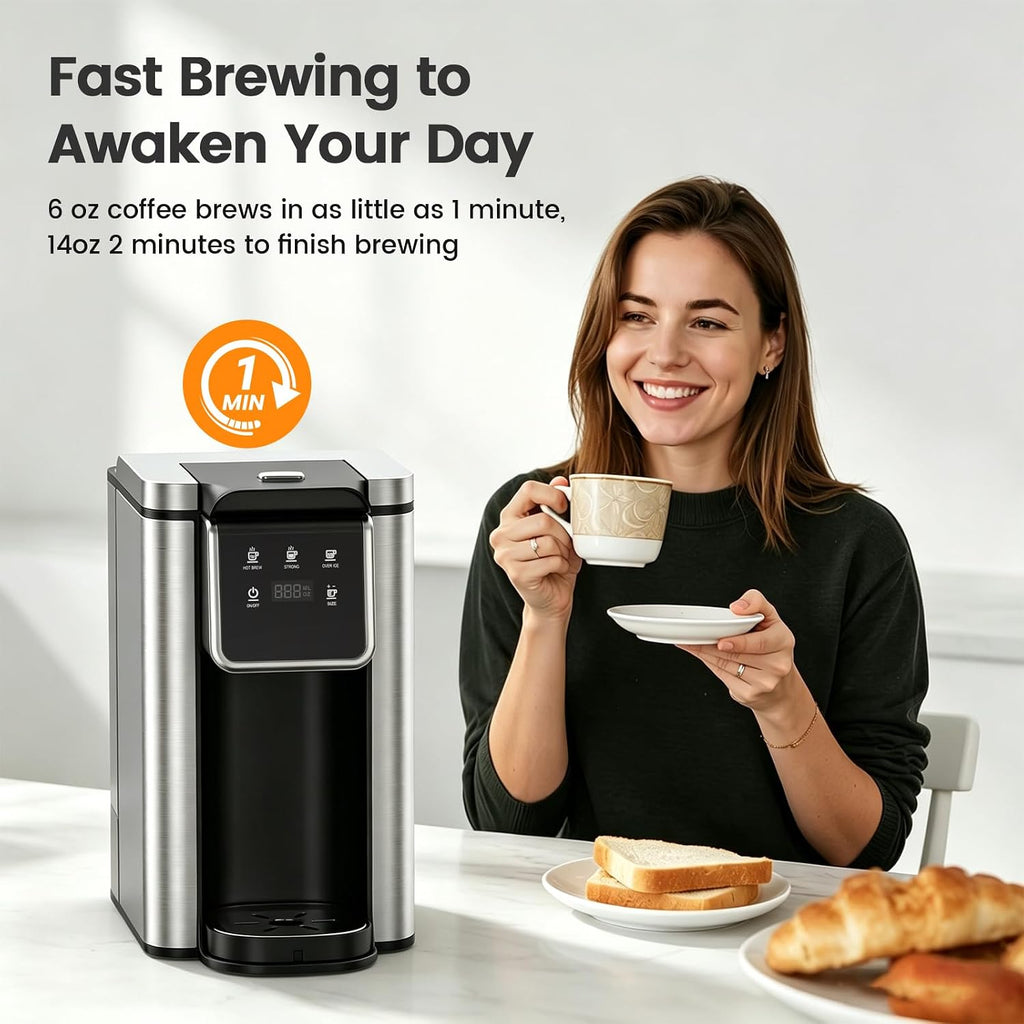 Cafetera de una sola porción para cápsulas K-Cup y molidos, cafetera